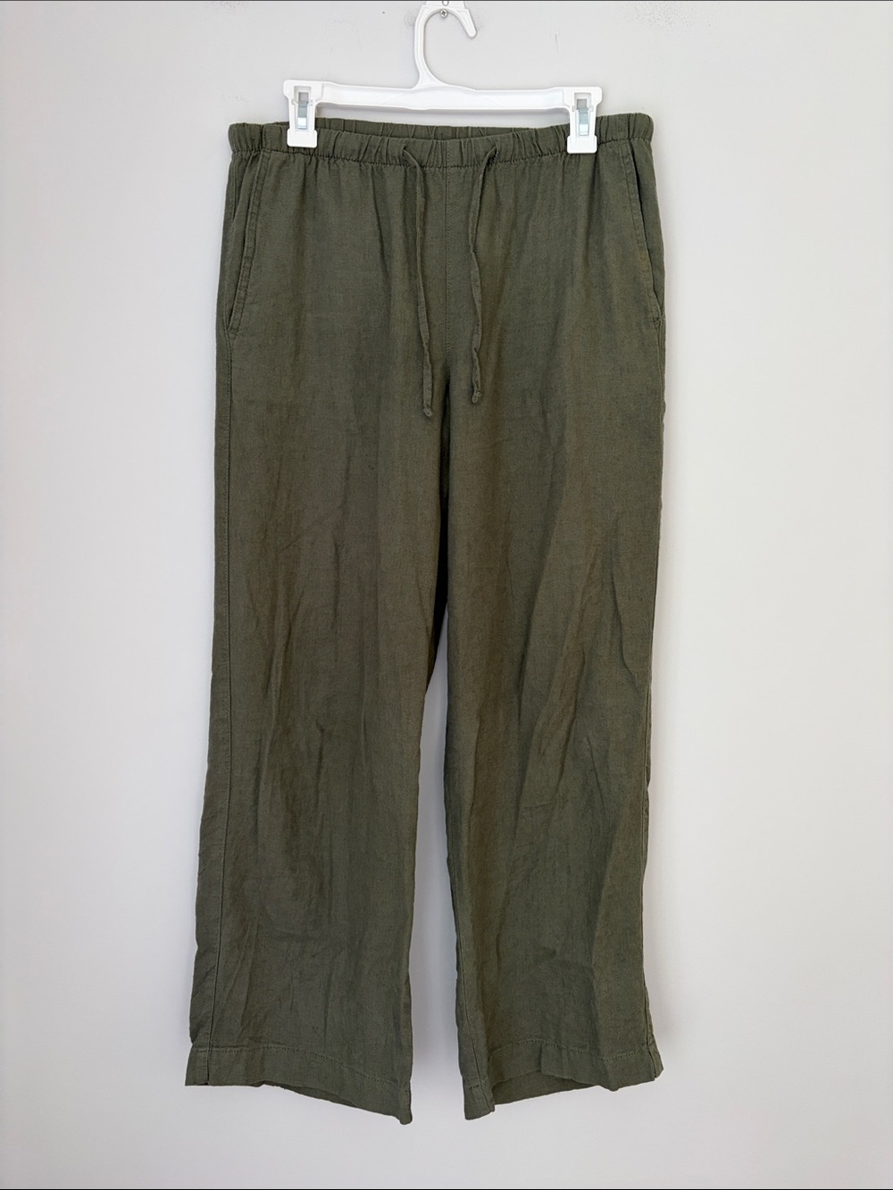 Gap Olive Pull-On Wide Legged Linen Blend Pant Size XS NWOT
